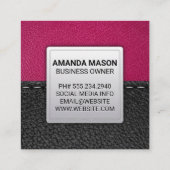Rosa Leder | Stielleder Quadratische Visitenkarte (Rückseite)