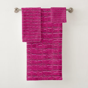 Rosa Ledereffekt-Muster Badhandtuch Set
