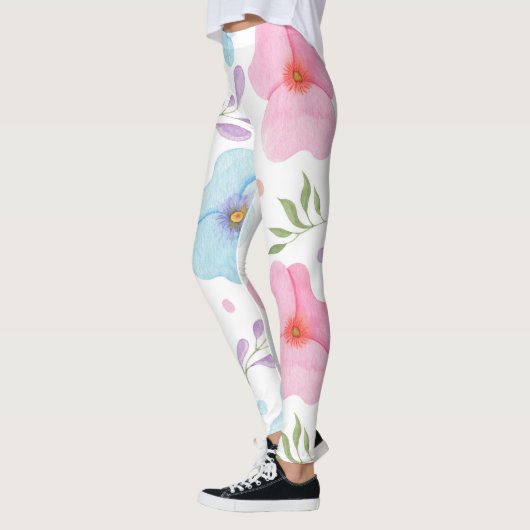 Rosa Leggings aus der Blüte - Weißer Hipster Yoga (Links)