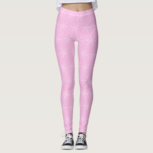 Rosa Leggings mit Snowflake (Vorderseite)