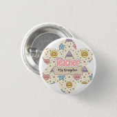 Rosa Lehrer Mathe Formen Muster  Button (Vorne & Hinten)