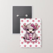 Rosa, leicht Bleibe, Kühe im Hochland Button (Vorderseite/Rückseite)