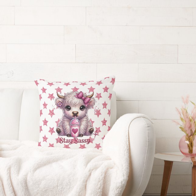 Rosa, leicht Bleibe, Kühe im Hochland Kissen (Liege)