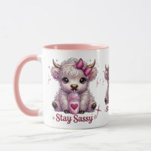 Rosa, leicht Bleibe, Kühe im Hochland Tasse