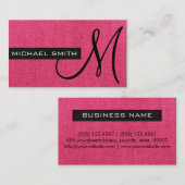 Rosa Leinwand Elegantes Monogramm Visitenkarte (Vorne/Hinten)