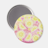 Rosa Lemonade Kühlschrankmagnet rund (Vorderseite/Rückseite)