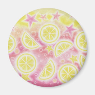 Rosa Lemonade Kühlschrankmagnet rund