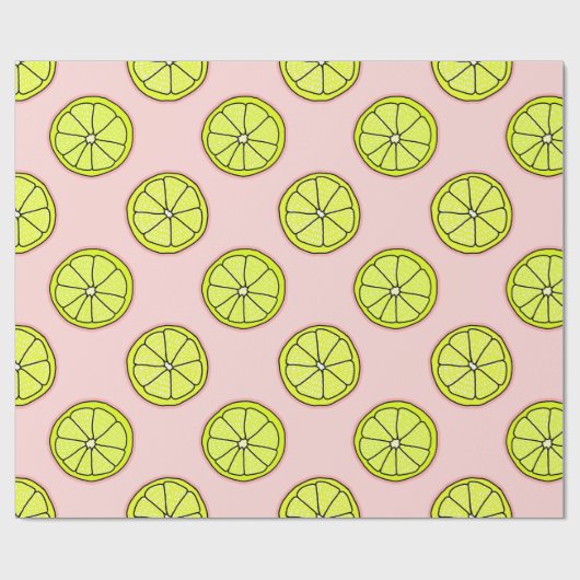 Rosa Lemonade-Lemon-Slice-Muster Blässe Geschenkpapier (Flach)