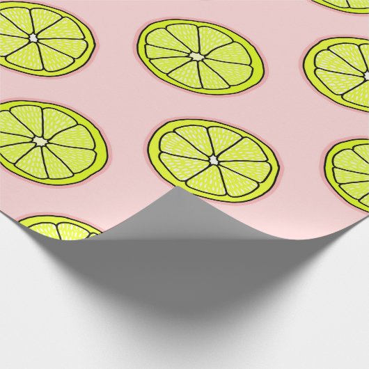 Rosa Lemonade-Lemon-Slice-Muster Blässe Geschenkpapier (Ecke)