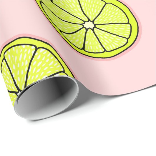 Rosa Lemonade-Lemon-Slice-Muster Blässe Geschenkpapier (Rolleneckpunkt)