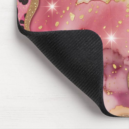 Rosa Leo und Gold Shine Mousepad (Ecke)