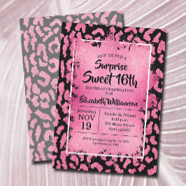 Rosa Leopard 16. Geburtstagsparty Einladungen