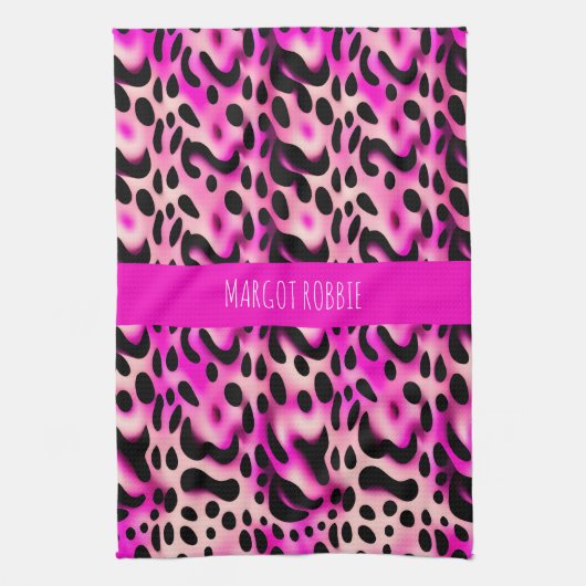 rosa Leopard 3D Geometrisches Muster Geschirrtuch (Vertikal)