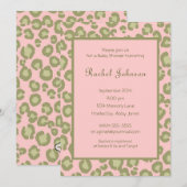Rosa Leopard Babydusche Einladung (Vorne/Hinten)
