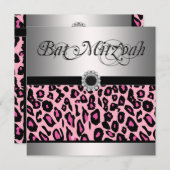 Rosa Leopard Bat Mitzvah Einladungen (Vorne/Hinten)