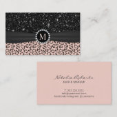 Rosa Leopard Black Glitzer Eventplanung Visitenkarte (Vorne/Hinten)