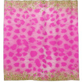 Rosa Leopard Cheetah Print Gold Glitzer Moderne Duschvorhang (Vorderseite)