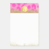 Rosa Leopard Cheetah Print Gold Glitzer Monogram Post-it Klebezettel (Vorderseite)