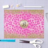 Rosa Leopard Cheetah Print Gold Glitzer Monogram Seidenpapier (Handwerk)