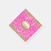 Rosa Leopard Cheetah Print Gold Glitzer Monogram Serviette (Ecke)