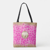 Rosa Leopard Cheetah Print Gold Glitzer Monogram Tasche (Rückseite)