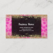 Rosa Leopard Cheetah Print Gold Glitzer Monogram Visitenkarte (Rückseite)