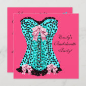 Rosa Leopard Corset High Heels Junggeselinnen-Absc Einladung (Vorne/Hinten)