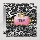 rosa Leopard der Kronen-311-Lavish Einladung (Vorne/Hinten)