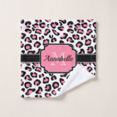 Rosa Leopard-Druck Badhandtuch Set (Waschlappen)
