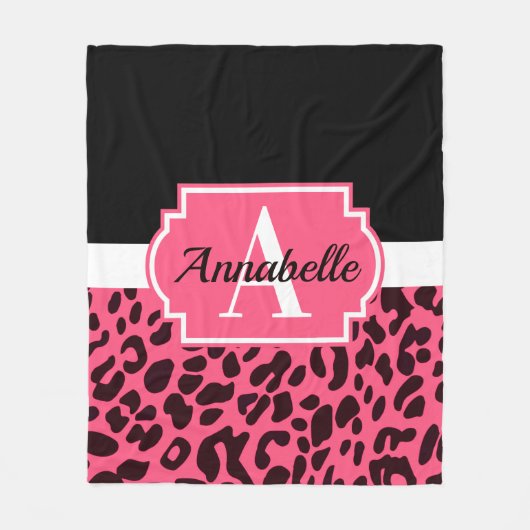 Rosa Leopard-Druck Fleecedecke (Vorderseite)