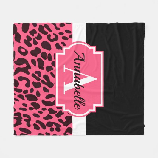 Rosa Leopard-Druck Fleecedecke (Vorderseite (Horizontal))