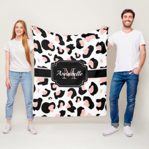 Rosa Leopard-Druck Fleecedecke