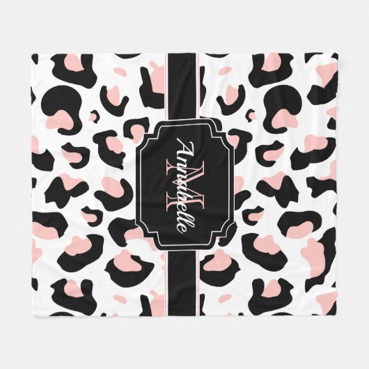 Rosa Leopard-Druck Fleecedecke (Vorderseite (Horizontal))