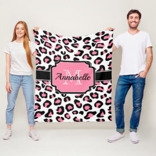 Rosa Leopard-Druck Fleecedecke