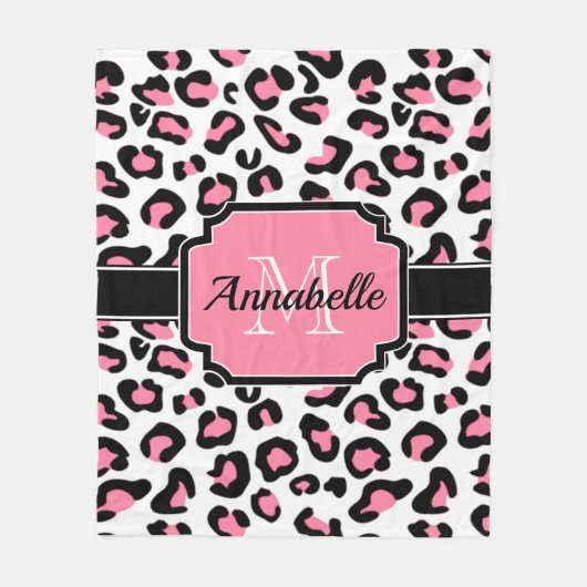 Rosa Leopard-Druck Fleecedecke (Vorderseite)