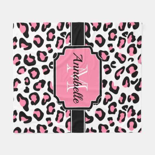 Rosa Leopard-Druck Fleecedecke (Vorderseite (Horizontal))