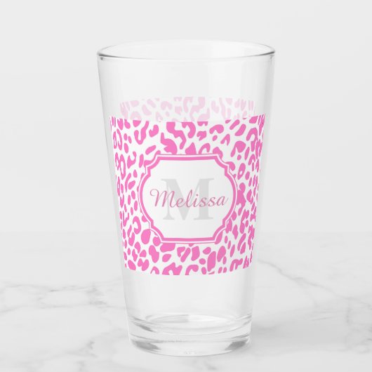 Rosa Leopard-Druck Glas (Vorderseite)