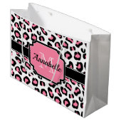 Rosa Leopard-Druck Große Geschenktüte (Vorderseite Schrägansicht)