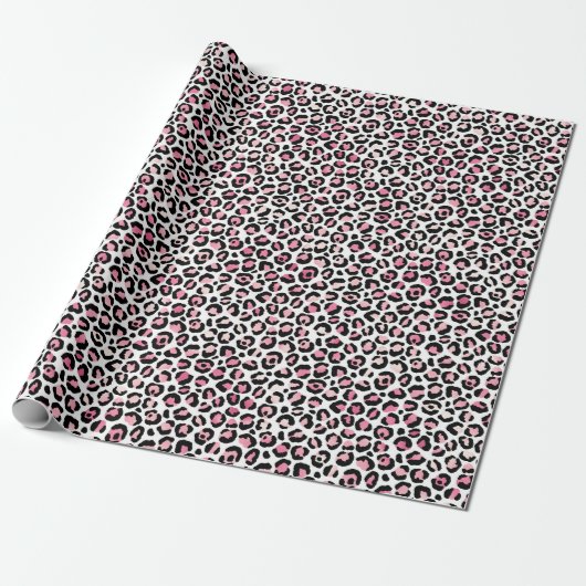 Rosa Leopard-Druck in Weiß Geschenkpapier (Ungerollt)