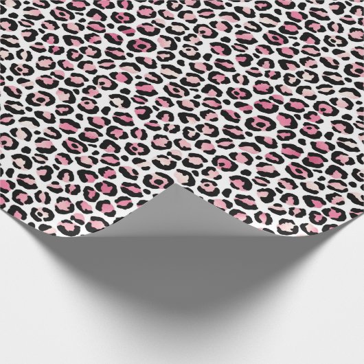 Rosa Leopard-Druck in Weiß Geschenkpapier (Ecke)