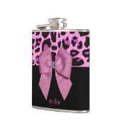 Rosa Leopard-Druck mit Bogen Flachmann (Links)