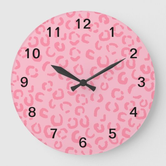 Rosa Leopard-Druck-Muster Große Wanduhr (Vorderseite)