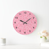 Rosa Leopard-Druck-Muster Große Wanduhr (Zuhause)