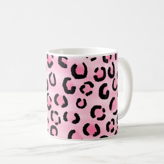 Rosa Leopard-Druck-Muster Kaffeetasse (VorderseiteRechts)