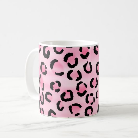 Rosa Leopard-Druck-Muster Kaffeetasse (Vorderseite Links)
