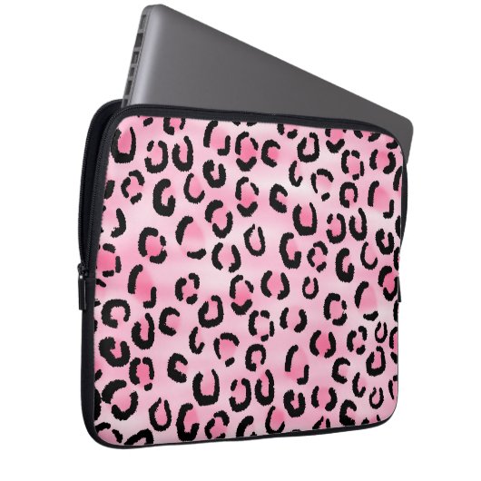 Rosa Leopard-Druck-Muster Laptopschutzhülle (Vorne Rechts)