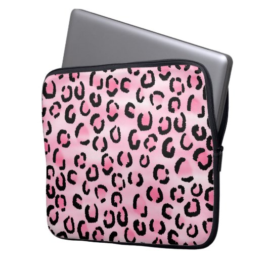 Rosa Leopard-Druck-Muster Laptopschutzhülle (Vorderseite Links)