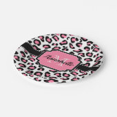 Rosa Leopard-Druck Pappteller (Schrägansicht)