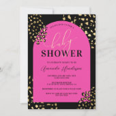 Rosa Leopard Druckdusche Einladung (Vorderseite)