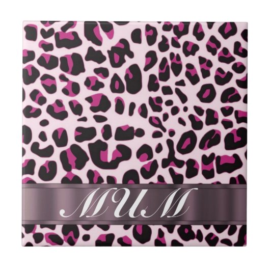 Rosa Leopard drucken personalisierte Mütter Fliese (Vorderseite)